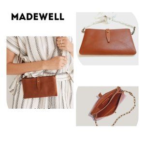 NWT Madewell The Accordion Transport Brown Leather Small Crossbody Bag Purse NEW